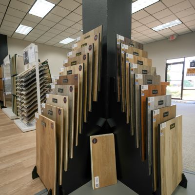 vinyl plank flooring display in FWB showroom