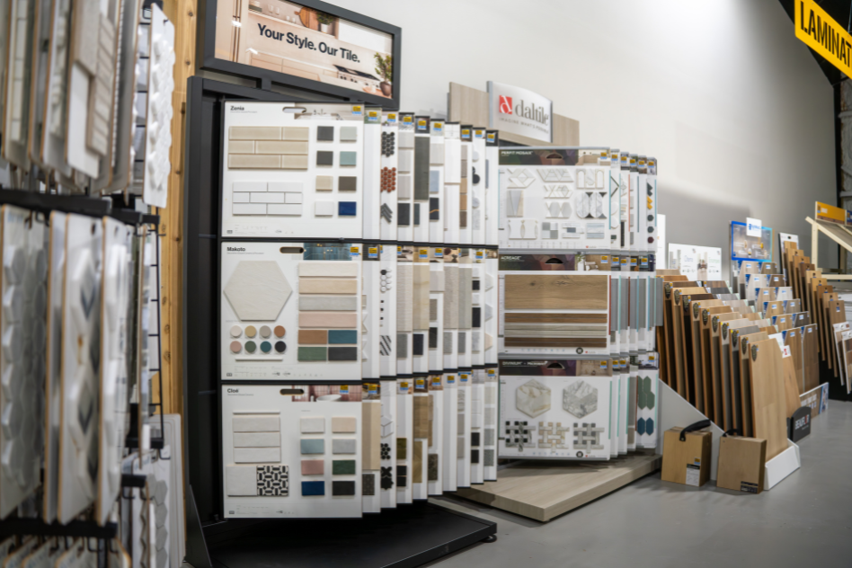 tile samples in showroom