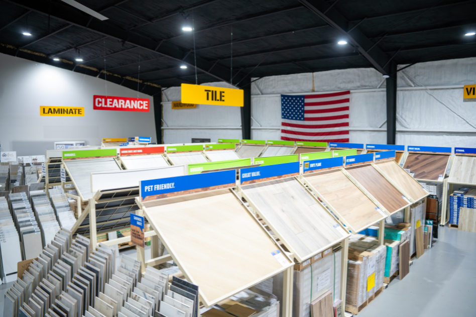 tile flooring display in showroom